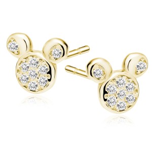 Cercei argint placati cu aur galben Mickey Mouse cu pietre DiAmanti Z1653EG-DIA (Argint 925‰ 1,2 g.)